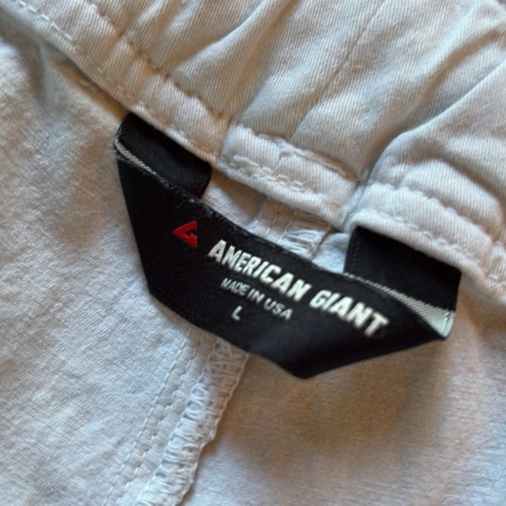 American giant sz L tan cotton elastic waist pull in pants